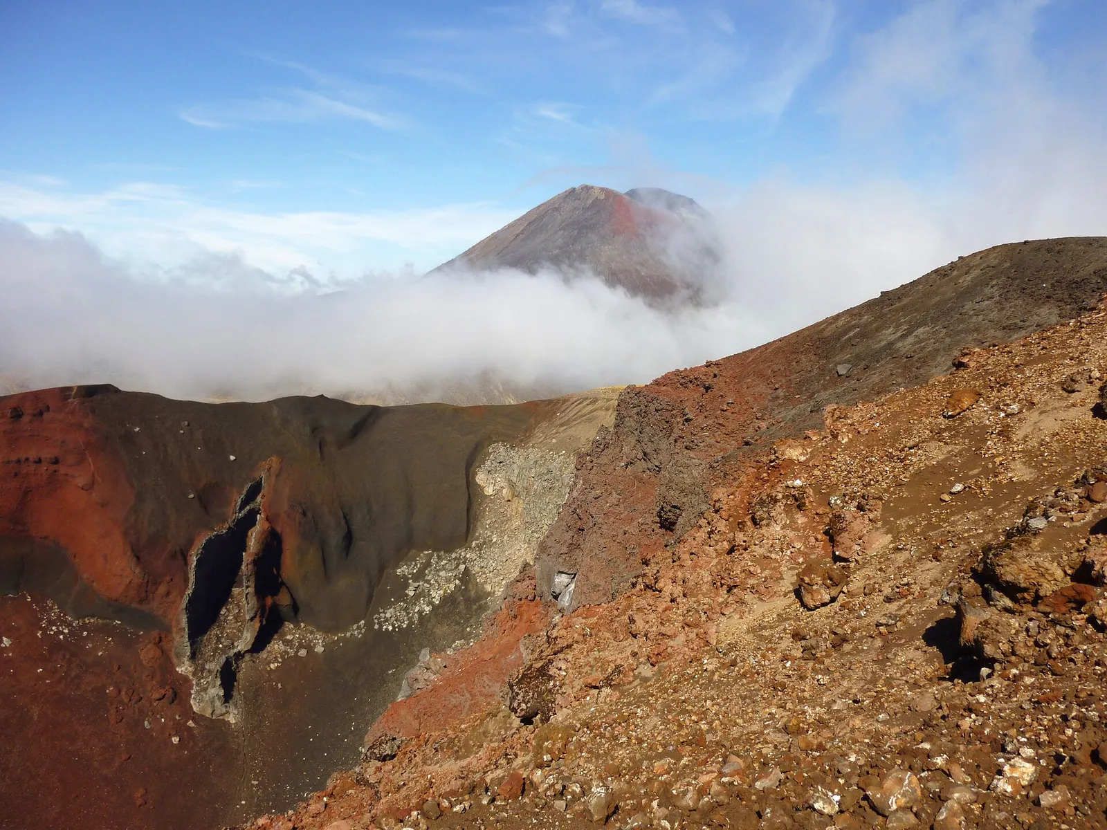 Tongariro alpine crossing Ngauruhoe behind volcanic mouth